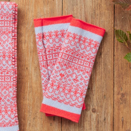 Fair Isle Fingerless Mittens | Two colour mix image 6
