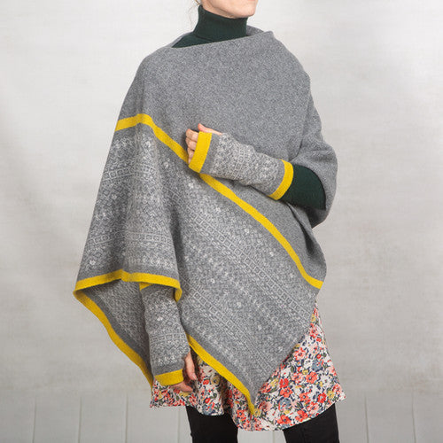 Fair Isle Block Stripe Poncho  | Suzie Lee Knitwear